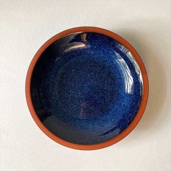 Vintage Suffolk Tableware Henry Watson Pottery England Blue Terracotta Soup Bowl - Picture 1 of 7